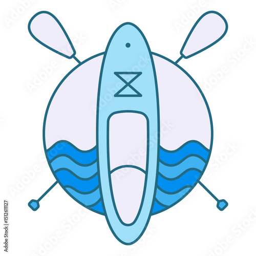 Paddleboard and padlles color stroke badge