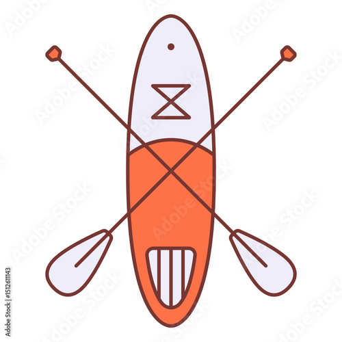 Paddleboard and crossed paddles color stroke