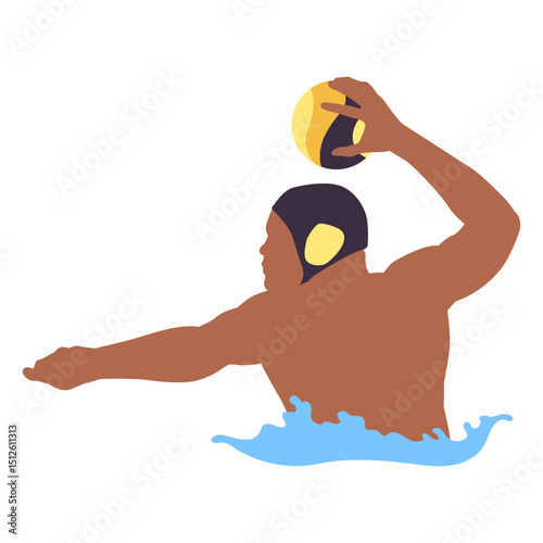 Waterpolo flat player throwing ball 
