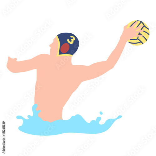 Waterpolo player shooting ball flat