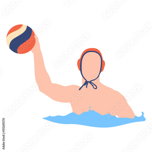 Waterpolo player with ball flat