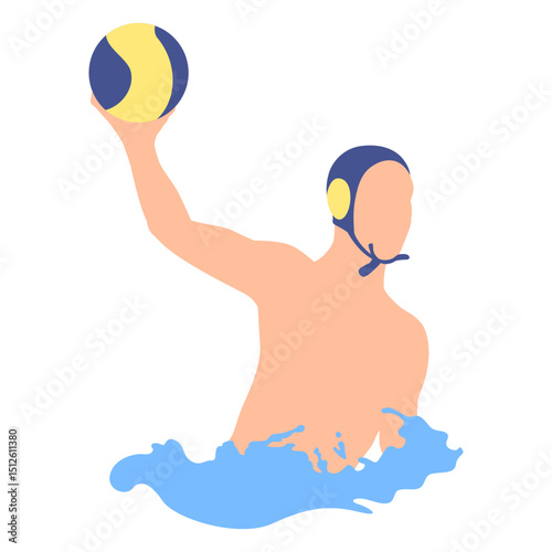Waterpolo player right handed throwing ball flat