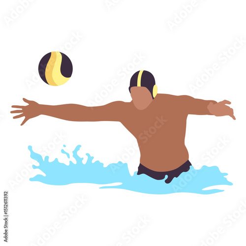 Waterpolo player catching ball flat