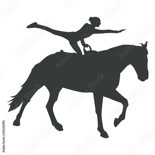 Vaulting dancer on horse silhouette