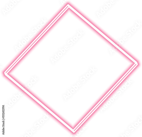 Neon block with beveled edges features a lit corner detail enhancing the three-dimensional outline.
