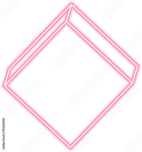 Diamond shape with neon contours shows subtle three-dimensional shading and a solid angled structure.