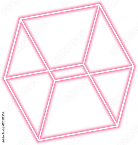 Pentagon-shaped tunnel block features an angled cut and neon outline for structural clarity and dimensional depth.