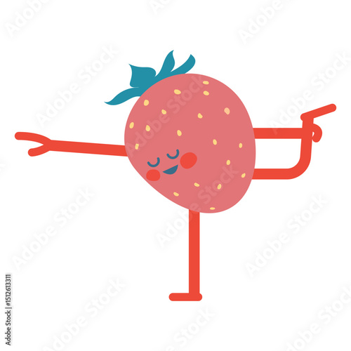 Strawberry in yoga pose