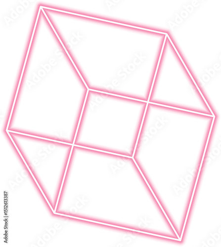 Tunnel block is rotated and features chamfered edges defined by neon lines to show abstract volume.