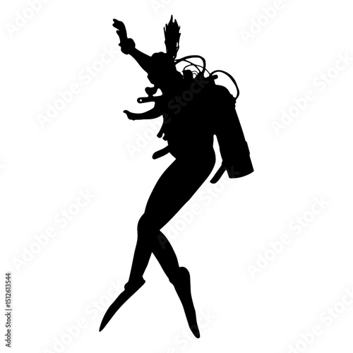 Scuba diving hobby people silhouette