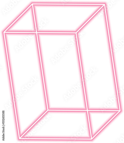 Square shape includes rotated sides and is constructed using neon outline for a dynamic structural form.