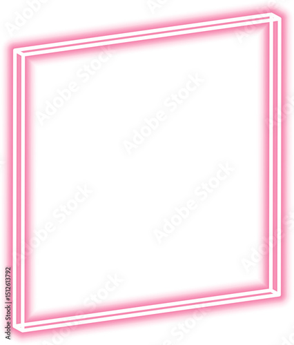 Thin vertical block incorporates a diagonal segment with neon outline highlighting structured abstract form.