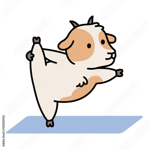 Goat yoga pose character cartoon