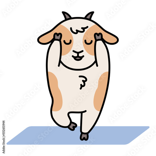 Goat yoga zen character cartoon