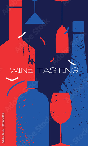 Wine list, restaurant menu, bar banner, vector flat design. Alcohol collection, glasses, white wine, cocktail, brandy, drink party