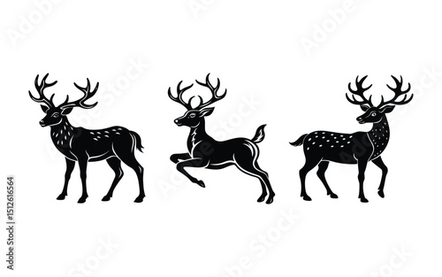 Majestic Deer Silhouette Vector.