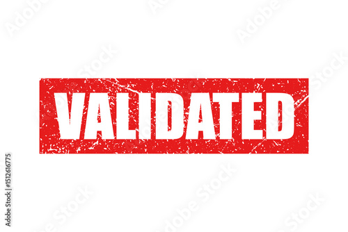 Validated - red stamp on white background