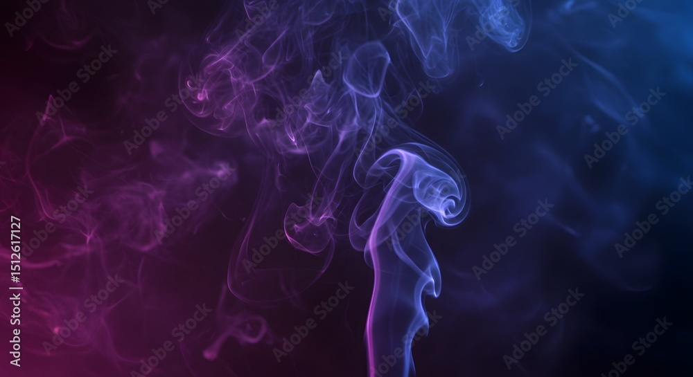 Fototapeta premium Mystical vapor ascends with dreamy essence in purple and blue gradient, creating ethereal atmosphere