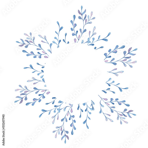 Frame of blue sea plants from watercolor illustrations 