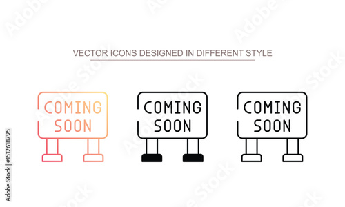 Coming Soon icon design with white background stock illustration