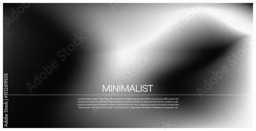 Minimalist black and white abstract background with dark and silver gradient waves, subtle rough grainy texture, shimmering matte finish, soft blur effect, and noise overlay for modern design, banner,