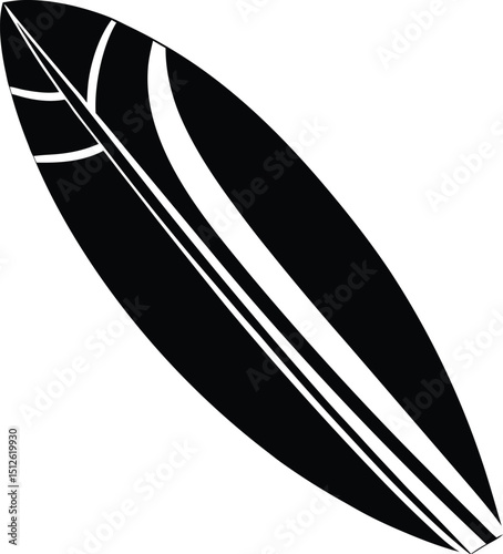  surfboard silhouette, pointed tip, beach sport
