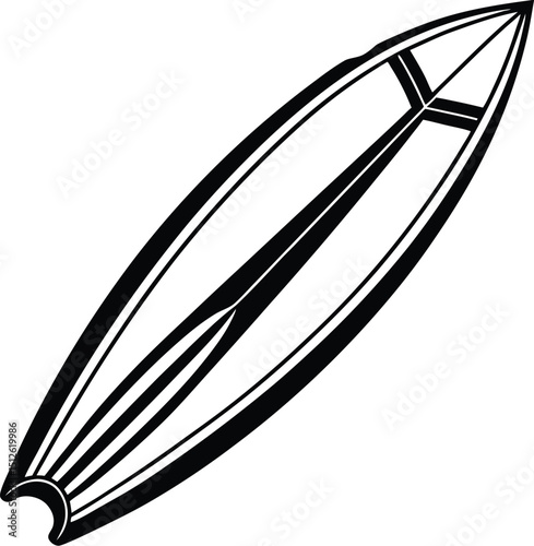  surfboard silhouette, pointed tip, beach sport
