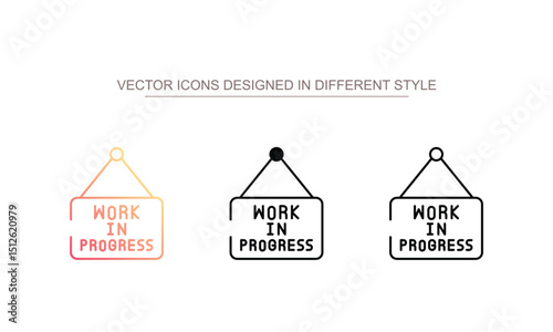 Work In Progress icon design with white background stock illustration