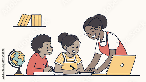 Bright Classroom Learning Scene Vector