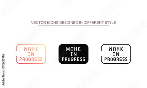 Work In Progress icon design with white background stock illustration