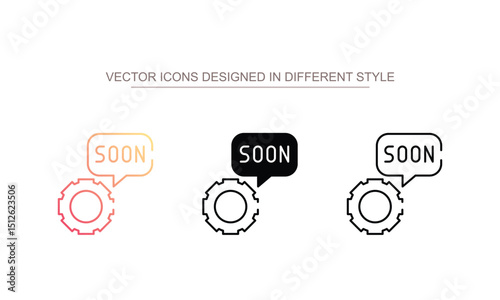 Soon icon design with white background stock illustration