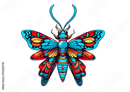 Vibrant Colorful Butterfly Illustration Detailed Insect Art Print