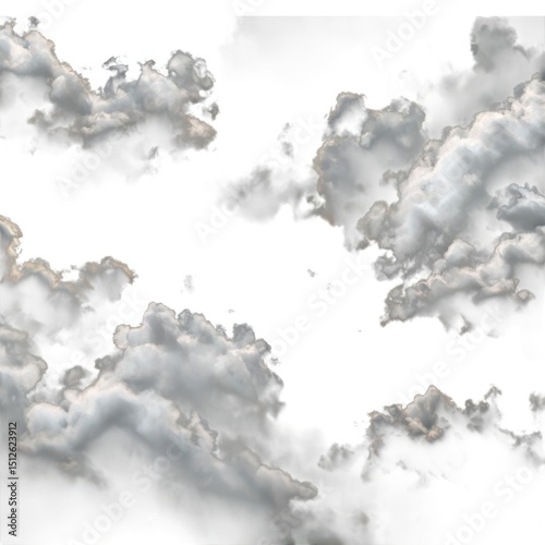 Atmospheric Clouds with Silver Lining Set Against a Bright White Sky Backdrop
