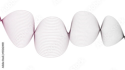 Vector curvy abstract line art wavy flowing dynamic green pink purple yellow black in concept music or sound, wave, wind, information flow	
