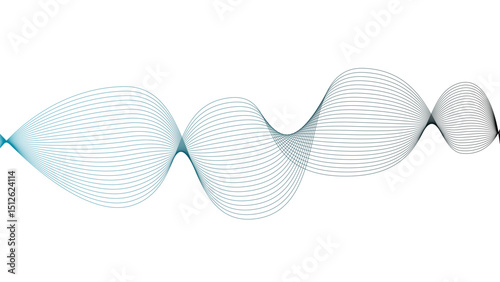 Vector curvy abstract line art wavy flowing dynamic green pink purple yellow black in concept music or sound, wave, wind, information flow	