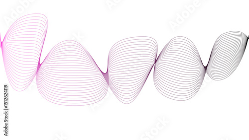 Vector curvy abstract line art wavy flowing dynamic green pink purple yellow black in concept music or sound, wave, wind, information flow	