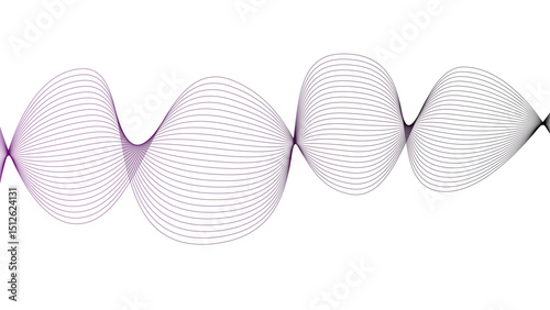 Vector curvy abstract line art wavy flowing dynamic green pink purple yellow black in concept music or sound, wave, wind, information flow	