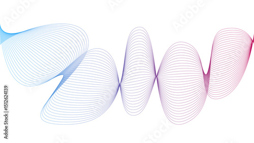Vector curvy abstract line art wavy flowing dynamic green pink purple yellow black in concept music or sound, wave, wind, information flow	