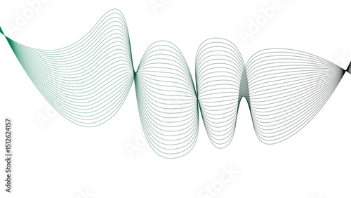 Vector curvy abstract line art wavy flowing dynamic green pink purple yellow black in concept music or sound, wave, wind, information flow	