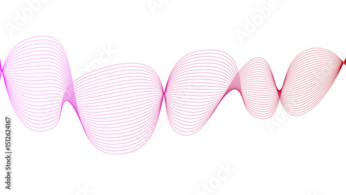 Vector curvy abstract line art wavy flowing dynamic green pink purple yellow black in concept music or sound, wave, wind, information flow	