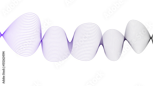 Vector curvy abstract line art wavy flowing dynamic green pink purple yellow black in concept music or sound, wave, wind, information flow	