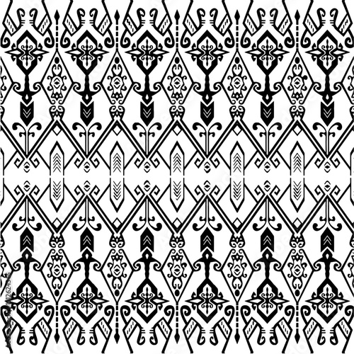 Intricate Black and White Ethnic Inspired Decorative Seamless Pattern Texture