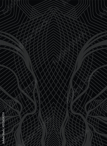Dark and Mysterious Geometric Abstract Line Art Design Background Texture