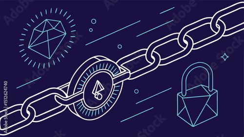 Metallic Blockchain Vector Illustration