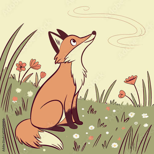 Minimal Whimsical Fox Design Element
