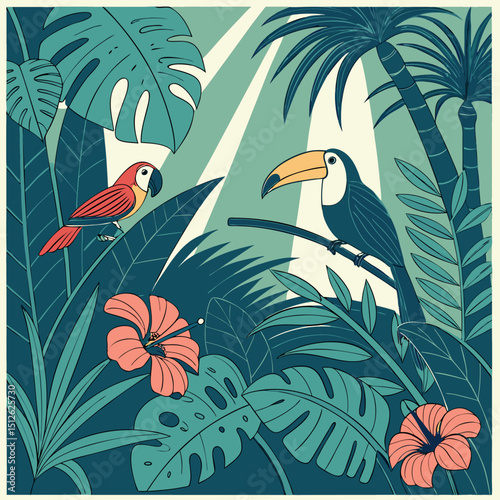 High-Quality Exotic Rainforest Illustration