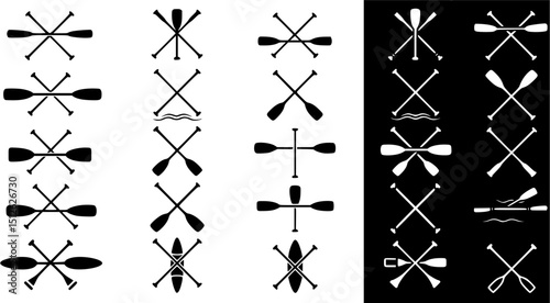 Paddle icon vector set. Oar illustration sign collection. Rowing symbol or logo.
