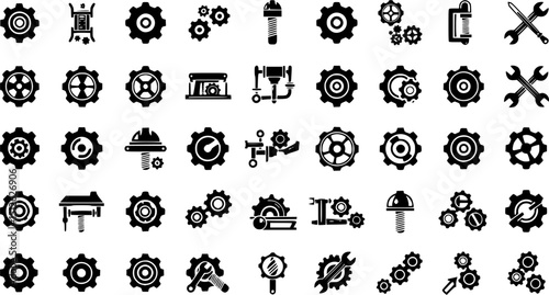 Gear icon vector set. Mechanics icon vector set. Engineering symbol or logo.
