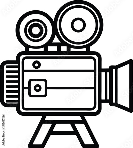  film camera silhouette, vintage reels, classic cinema
