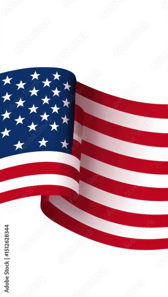 Fototapeta premium Waving american flag isolated on white background